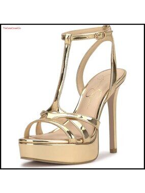 Faux Patent T-Strap Platform Stiletto Sandals Open Toe Party Heels